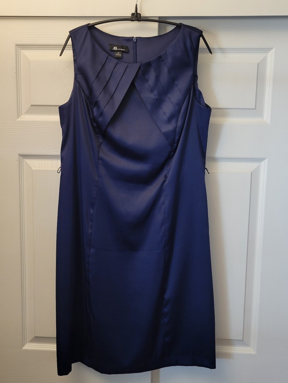 AB Studio Navy Blue Dress With Pleated Top Size 14